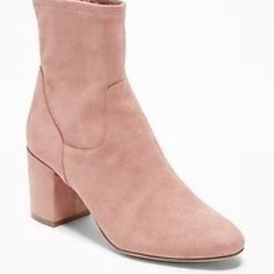 Faux-Suede Slim-Calf Block-Heel Boots